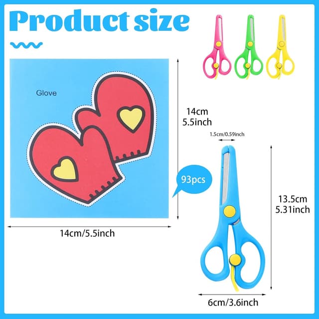 Detalle 2 de 4 Pcs Kids Scissors 93 Paper-Cuts, Safety Edge ✂