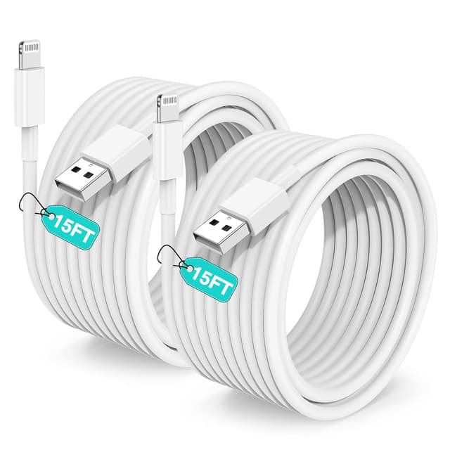 Detalle de Hcoob 15 FT MFi-Certified Lightning Charger Cable (5M), Extra-Long 2.4A Fast Charging for iPhone