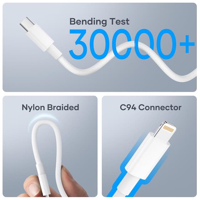 Detalle de USB-C auf Lightning Kabel (MFi-zertifiziert) 1 m + 1,8 m, 2er-Pack für iPhone & iPad