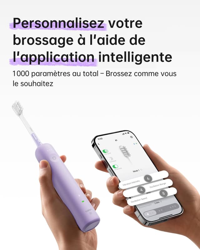 Detalle 2 de Laifen Wave Special Brosse à dents électrique sonique (édition spéciale lavande) — oscillation 60°