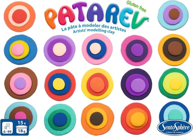 Detalle 2 de SentoSphère Patarev – Coffret de 15 pots de pâte à modeler autodurcissante (18 g) – Modèlage enfant dès 6 ans