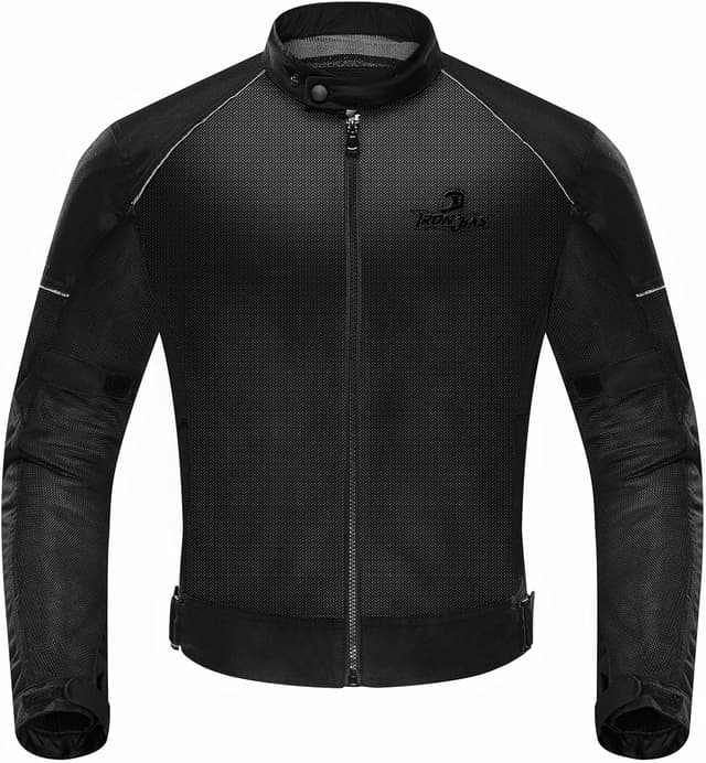 Detalle de IRON JIA’S Giacca da moto estiva da uomo con protezioni certificate CE e mesh traspirante (nera)