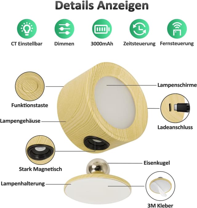 Thumbnail 5 de LED Wandleuchte Kabellos 3er Set