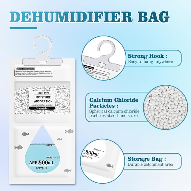 Thumbnail 4 de UHOUSEST 6 Pack Wardrobe Dehumidifier Hanging Bags