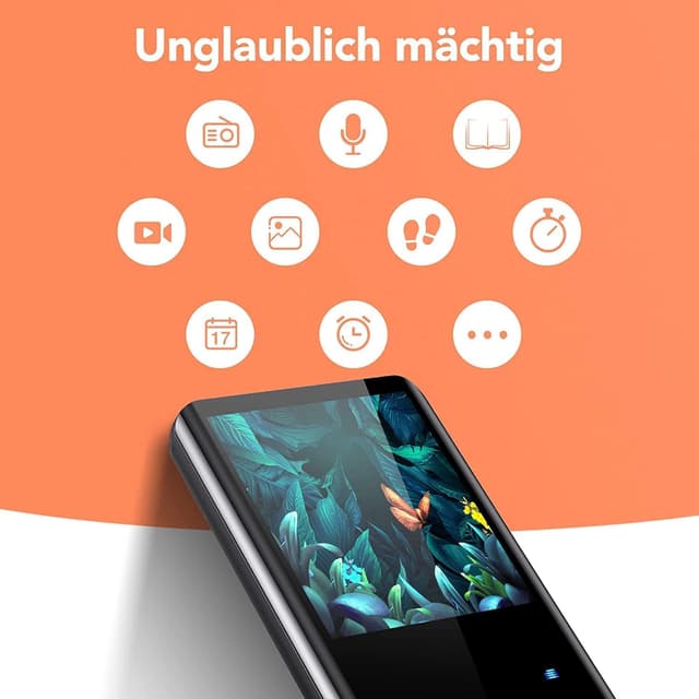 Detalle de AGPTEK MP3-Player mit Bluetooth 5.0, 2,4" TFT-Farbdisplay & 32 GB Speicher (Schwarz)