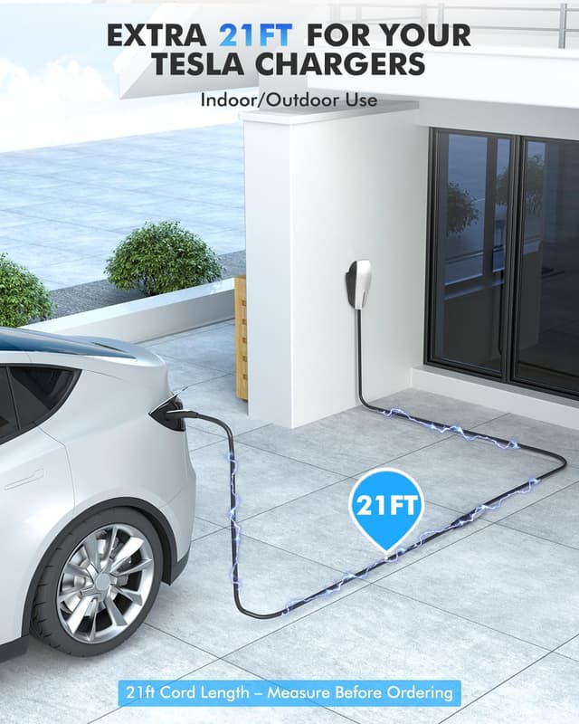 Detalle de SEGUMA EV Charger Extension Cable for Tesla (NACS), Up to 50A, 21ft 240V 12kW