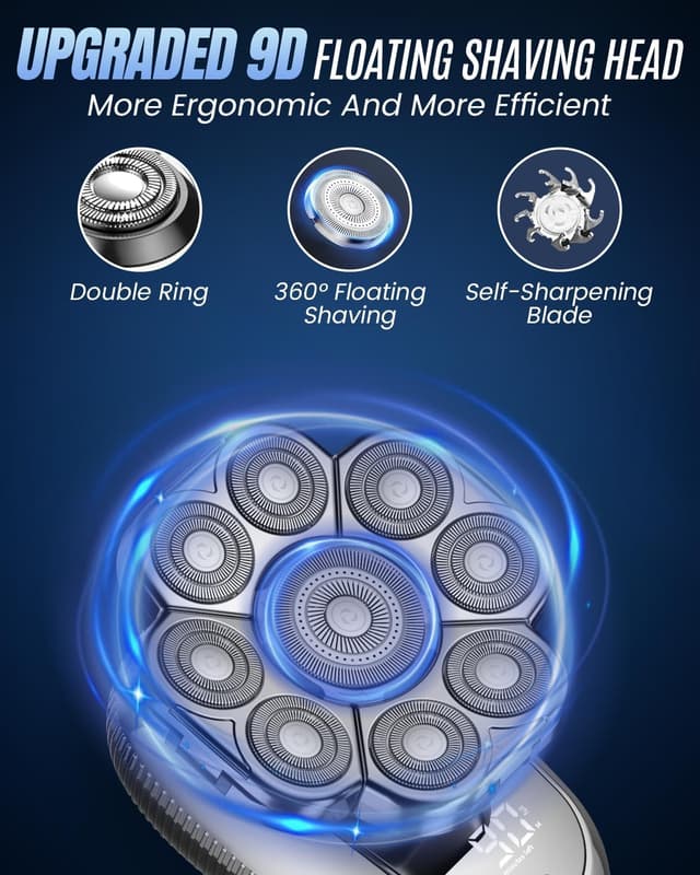 Detalle 2 de Electric Head Shaver 9D Rotary, 90 Min Run