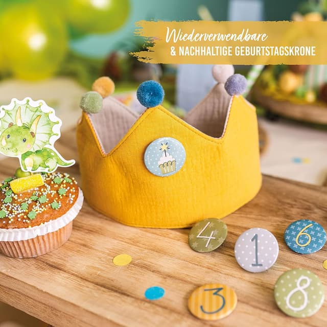 Thumbnail 2 de Papierdrachen Geburtstags Krone Musselin 1-8