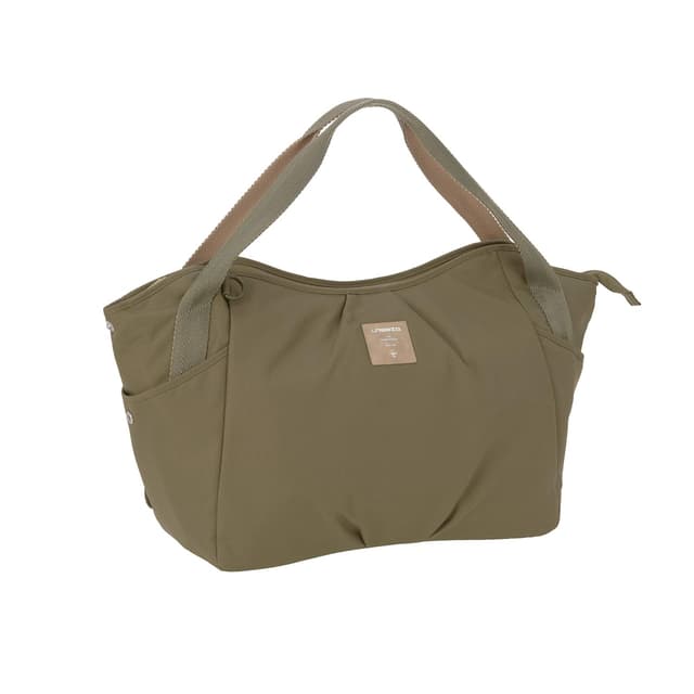 Detalle de LÄSSIG Baby Zwillingswickeltasche Green Label Twin Bag Triangle olive – inkl. Wickelzubehör