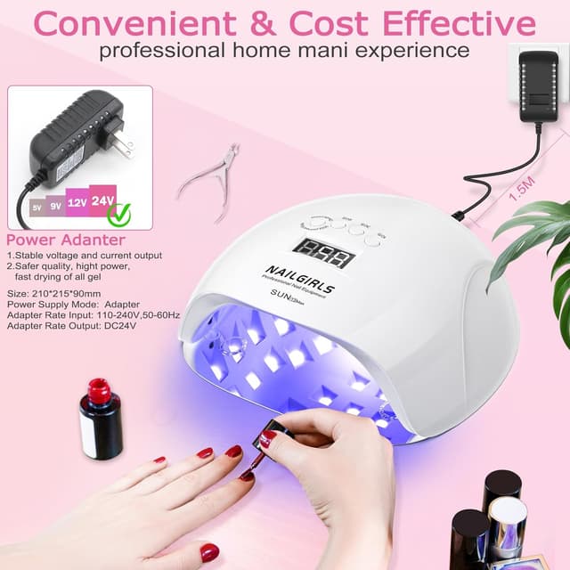 Detalle 2 de NAILGIRLS UV LED Nail Lamp 220W with auto sensor, detachable base and 4 timer presets