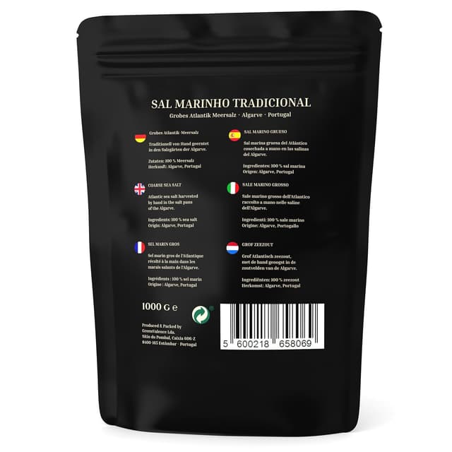 Detalle de GreenValence Sal Marinho Tradicional – 100% natürliches grobes Meersalz aus der Algarve (1.000 g)