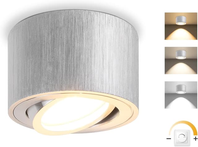 Detalle de GeyouLux LED Aufbauspot dimmbar (3CCT, 30° schwenkbar) extra flach, Ø80x50 mm – inkl. 5W LED Modul