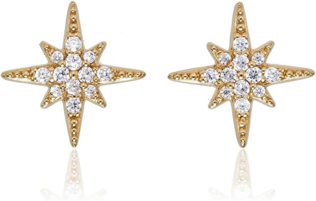 Detalle de Diamond Treats boucles d’oreilles en argent 925 en forme d’étoile avec oxydes de zirconium