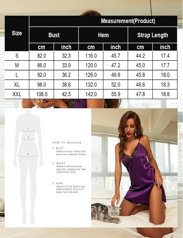 Thumbnail 5 de Ekouaer nuisette satin 2 pièces sexy