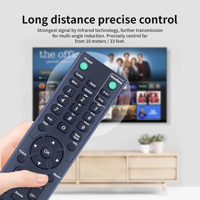 Detalle de TCNOUMT RCC004 replacement remote for TCL Cello Neon TVs and DVD models