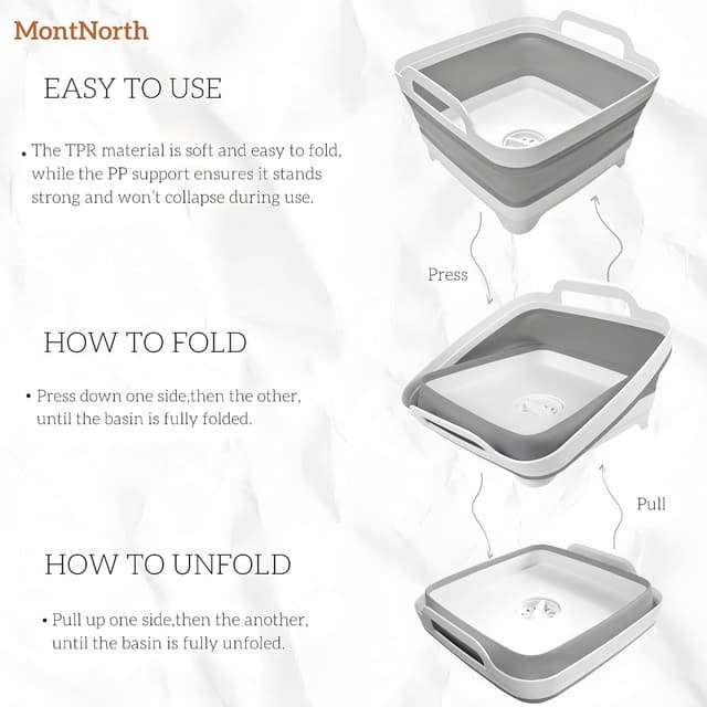 Thumbnail 2 de MontNorth Collapsible Wash Basin 9L 🪣
