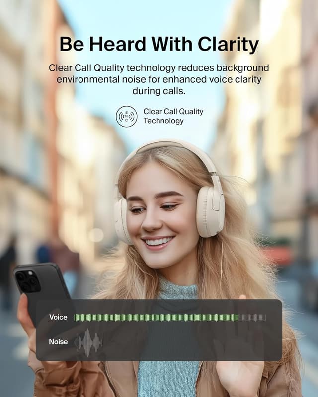 Detalle de Belkin SoundForm Isolate Bluetooth Over-Ear Headphones (Hybrid Active Noise Cancelling) — Sand