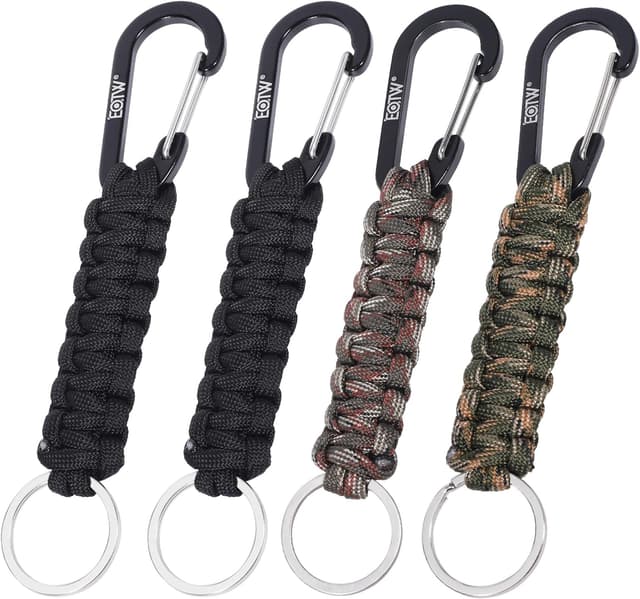 Detalle de EOTW Paracord Schlüsselanhänger mit Karabiner und D-Ring – personalisierbar für Schlüssel, Flasche & Alltag