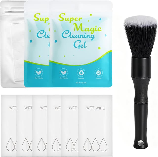 Detalle de TICARVE 10-Piece Car Interior Detailing Cleaning Kit (screen cleaner cloth, gels, wipes & brushes)