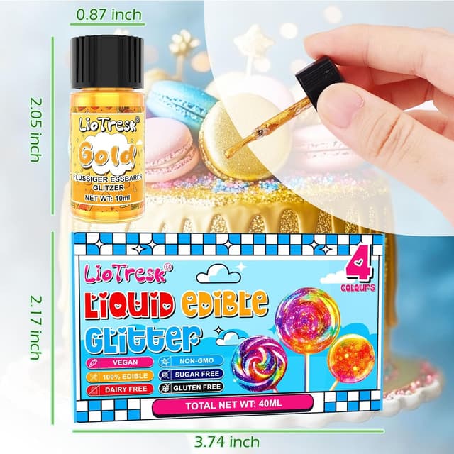 Thumbnail 6 de Essbarer Glitzer 4 Farben 10ml đ°