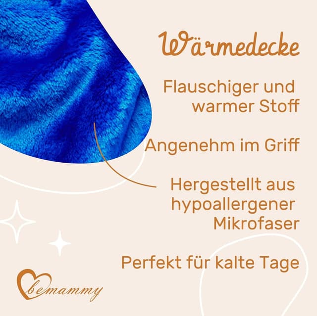 Detalle 2 de Be Mammy Coperta calda per bambini con peluche regalo e motivi 3D (Blu scuro - Giraffe)