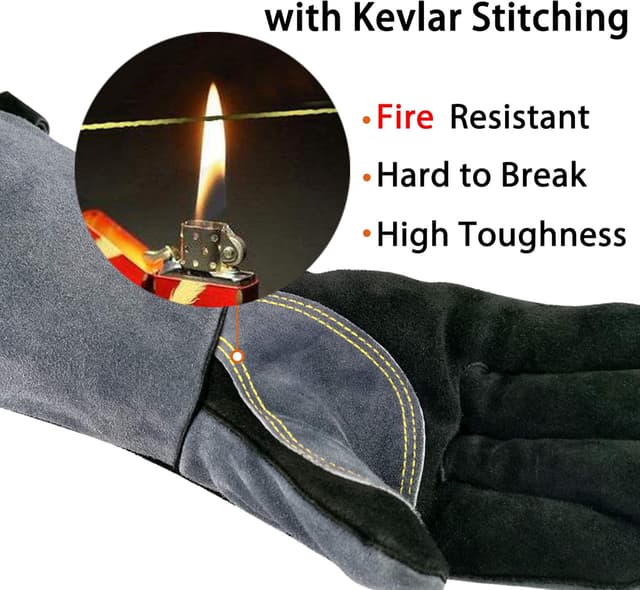 Detalle de WZQH 40CM 500℃ Lederschmiede-Schweißhandschuhe L