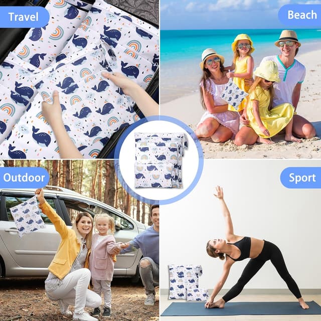 Detalle de Zocipro 3-teilige Wetbag-Set für Stoffwindeln (Wetbag Kindergarten) – mit Reißverschluss, 3 Größen