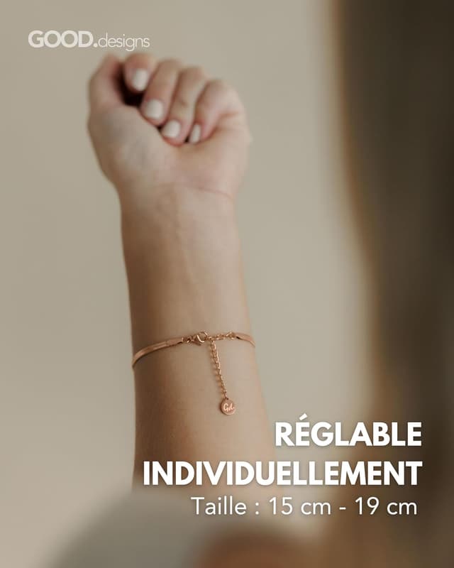 Detalle 2 de GD GOOD.designs Bracelet serpent pour femme en acier inoxydable 316L doré, ajustable et imperméable