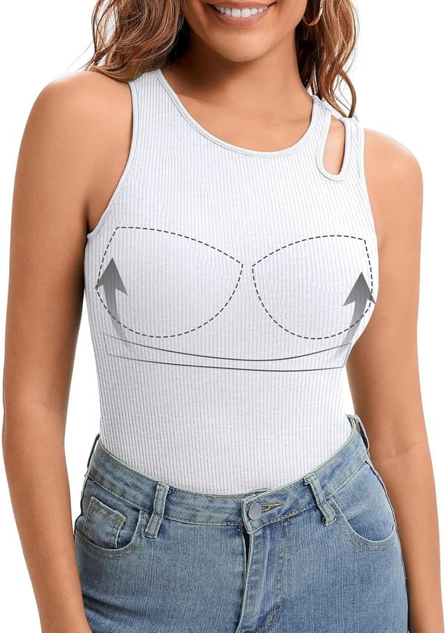 Detalle de LEYSHE Tank Top Damen BH integriert 4-Wege-Stretch