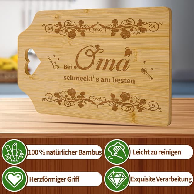 Detalle de Niviy Graviertes Bambus Schneidebrett 30 × 19 cm