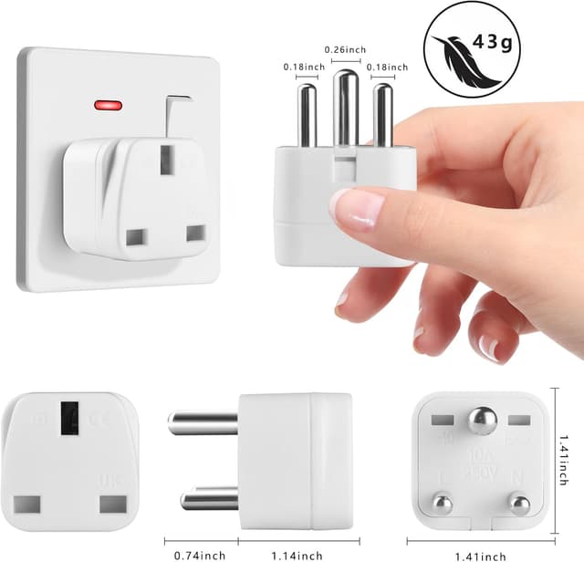 Detalle de XGKEGS UK to India plug adapter 2 pack