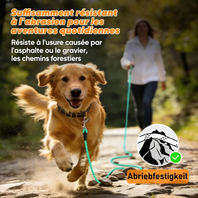 Detalle 2 de Aystkniet longe pour chien avec crochets pivotants, laisse de dressage en corde (jusqu’à 20 m)