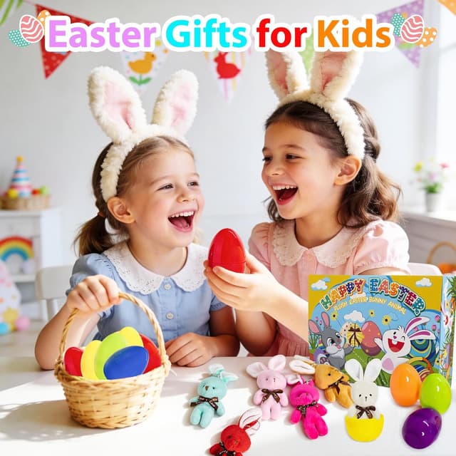 Detalle 1 de Lnsignifcjyzk Ostereier 12er-Pack mit Plüschhase