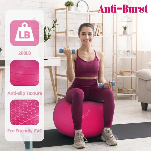 Detalle de Fitvids Anti-Burst Exercise Ball for Fitness, Yoga, Pilates (with Quick Pump)