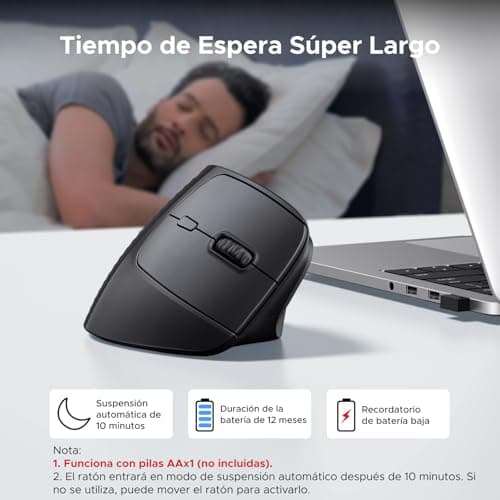 Detalle de UGREEN Ratón Inalámbrico Ergonómico Vertical Bluetooth 5.4 🖱