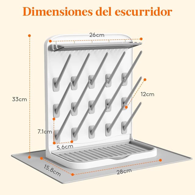 Detalle 2 de Lifewit Escurridor Grande para Biberones 27,9×15,8×33 cm