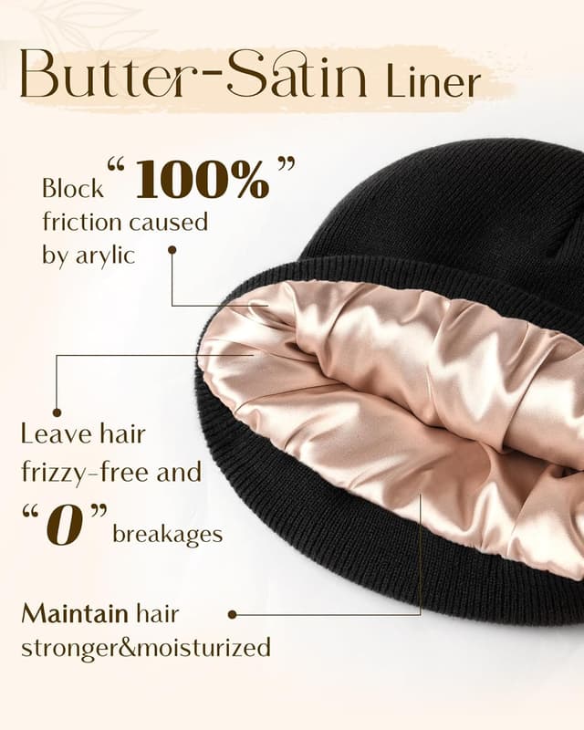 Detalle 2 de YANIBEST Satin Lined Beanie 22.4 in