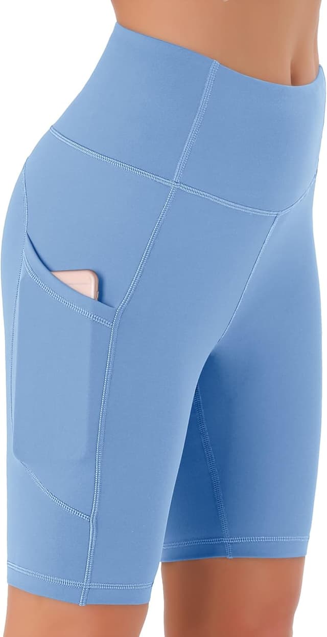 Detalle de Persit Damen kurze Leggings mit Taschen – blickdichte Radlerhose im High-Waist-Design