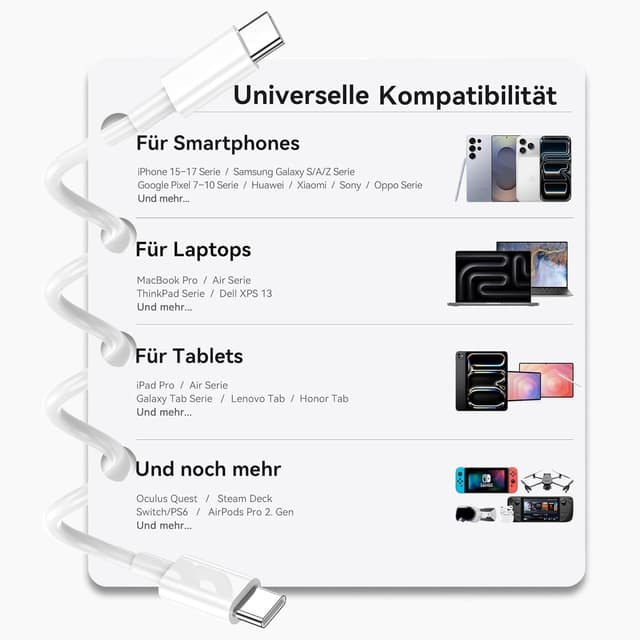 Detalle 2 de USB-C iPhone Ladekabel 60 W 2er-Set