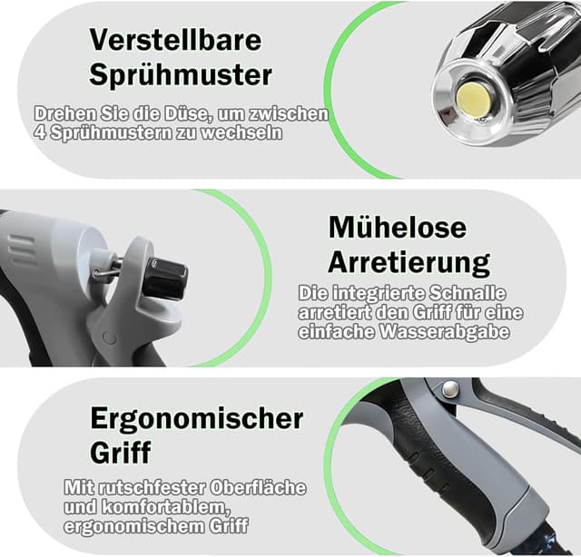 Detalle de FLYGRRIV Power Jet Hochdruckpistole für Gartenschlauch – 360° drehbare Düse mit einstellbarem Wasserdruck