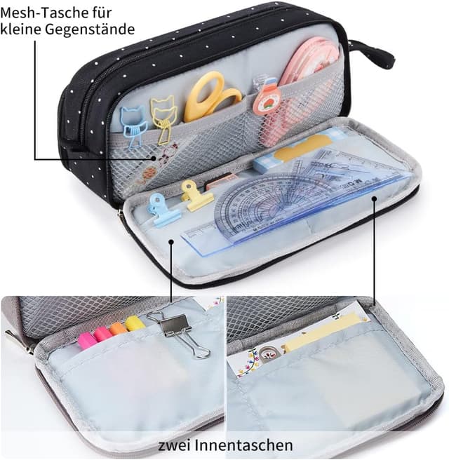 Detalle 2 de KALIDI Federmäppchen 21 cm mit 3 Fächern ✏