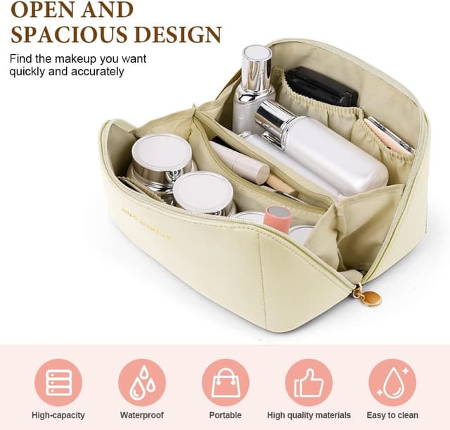 Detalle 2 de Grande trousse de maquillage Aucuu en cuir PU imperméable, avec poignée et séparateurs