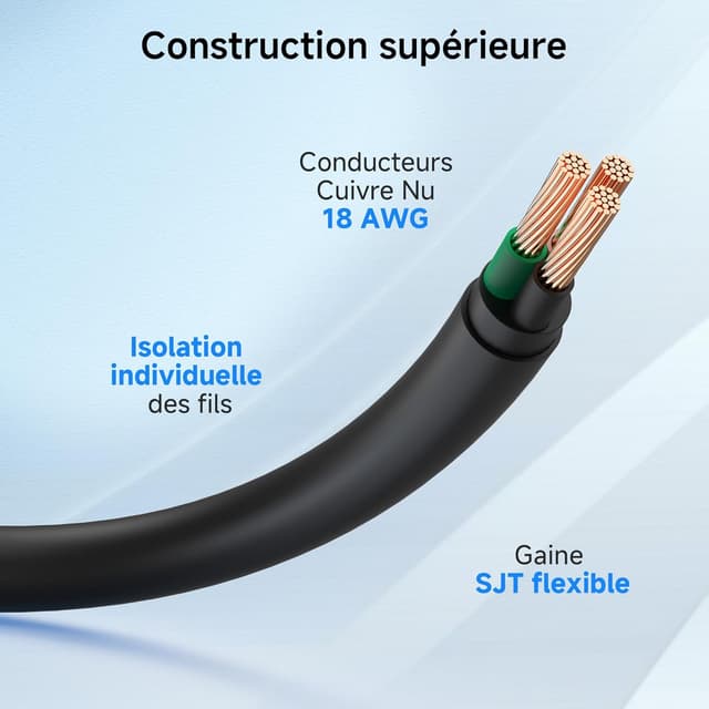 Detalle 2 de Cable Matters lot de 2 câbles de rallonge électrique PDU IEC C13 vers C14 – 2 m