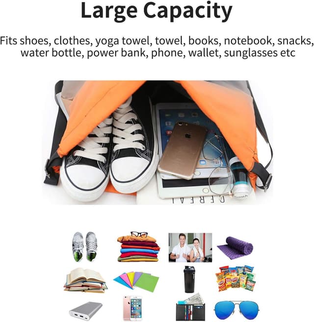 Detalle 2 de Risefit Waterproof Swimming Bags Drawstring Gym Bag Backpack for Adults – waterproof storage with pockets