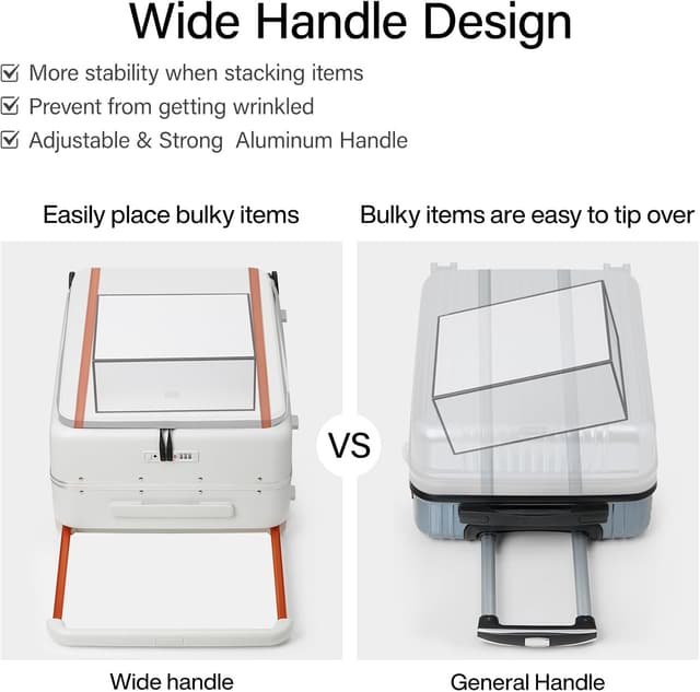 Detalle 2 de Hanke Top Opening Carry On Luggage (20 Inch, 40L) — All-PC Hard Shell with Spinner Wheels and TSA-Approved Locks (Grey)