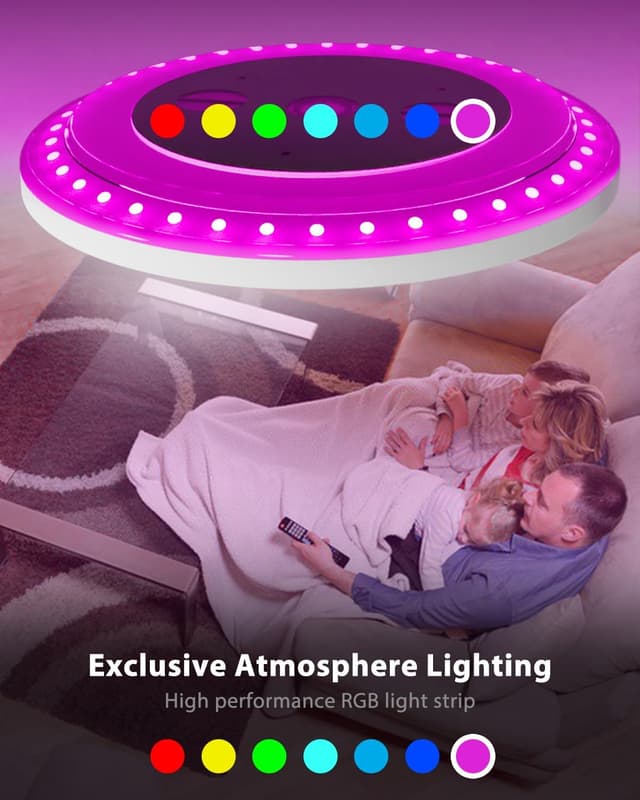 Detalle de zemty LED-Deckenleuchte dimmbar 50 cm, 42 W (3.360 lm) mit RGB und Fernbedienung