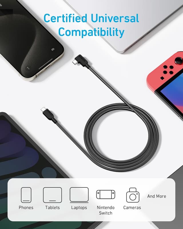 Thumbnail 4 de Anker USB‑C Right‑Angle Cable 240W, 6 ft