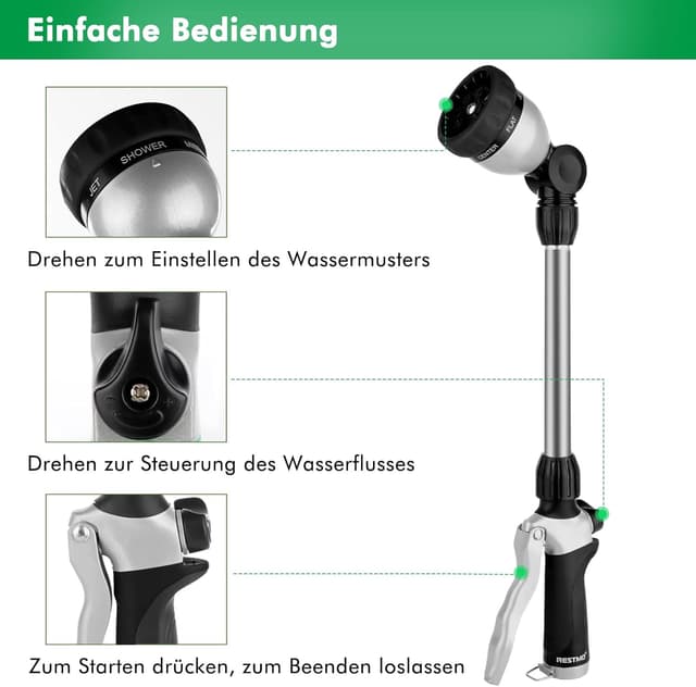 Detalle de RESTMO Garten Gießstab 42 cm mit 7 Mustern