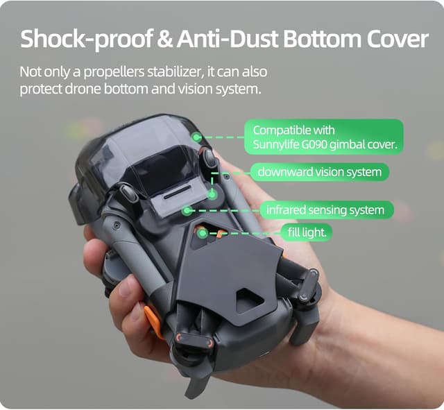 Detalle de DJI Mini 5 Pro propeller holder in orange