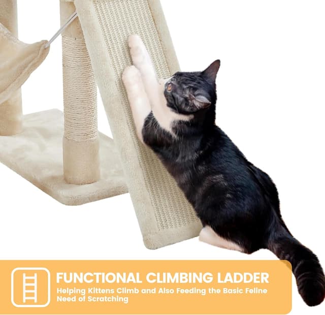 Thumbnail 6 de Yaheetech Arbre à Chat Géant 209 cm avec poteaux en sisal, 2 perchoirs, niches et hamac